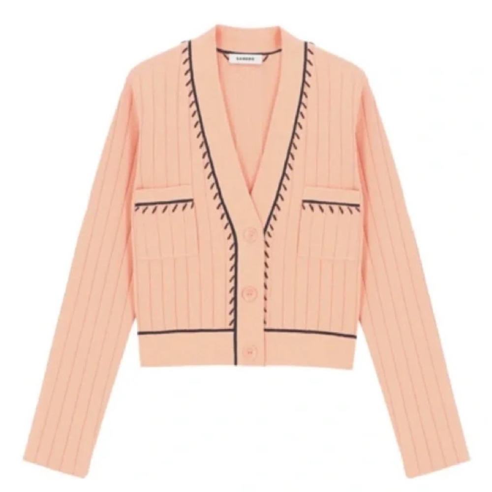 🔥🔥🔥Sandro Paris Auxane Salmon Cardigan Sweater Size 3